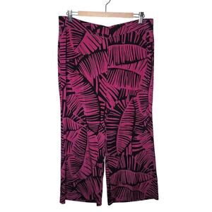 Chico's Travelers Pull On Pants Wide Leg Magenta Print Elastic Stretch 2 L 12/14